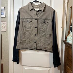 RAG & BONE Iron Denim & Genuine Lamb Leather Sleeve Jacket - Large